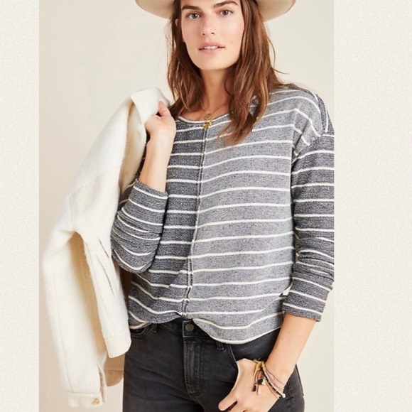Anthropologie Striped Textured Sweatshirt - Picture 2 of 9